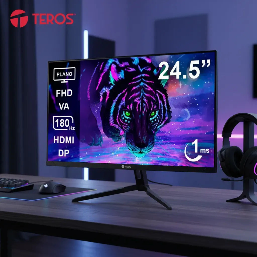 Monitor Teros TE-2475G Gaming 24.5" Plano VA FHD (1920X1080) 180Hz 1ms Ficha USA