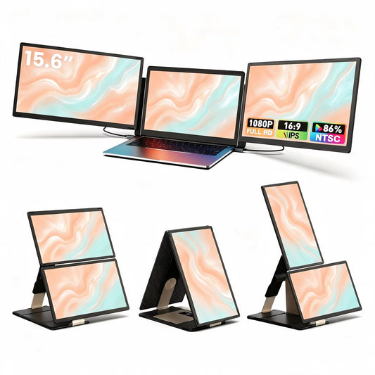 Pantalla triple portátil VARIIC S6 de 15.6 pulgadas Full HD montada en laptop