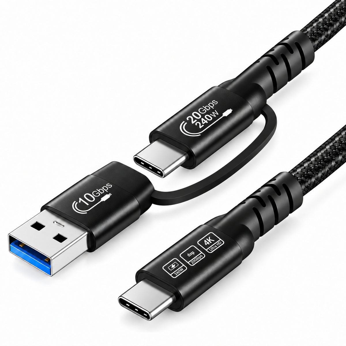 Cable USB-C 2 en 1 (USB-C / USB-A) 20Gbps 240W 4K 2m – VARIIC