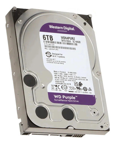 DISCO HDD 6TB WD PURPLE SURVEILLANCE WD64PURZ