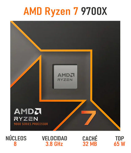 Procesador AMD Ryzen 7 9700X 3.8GHz AM5 S/Cooler