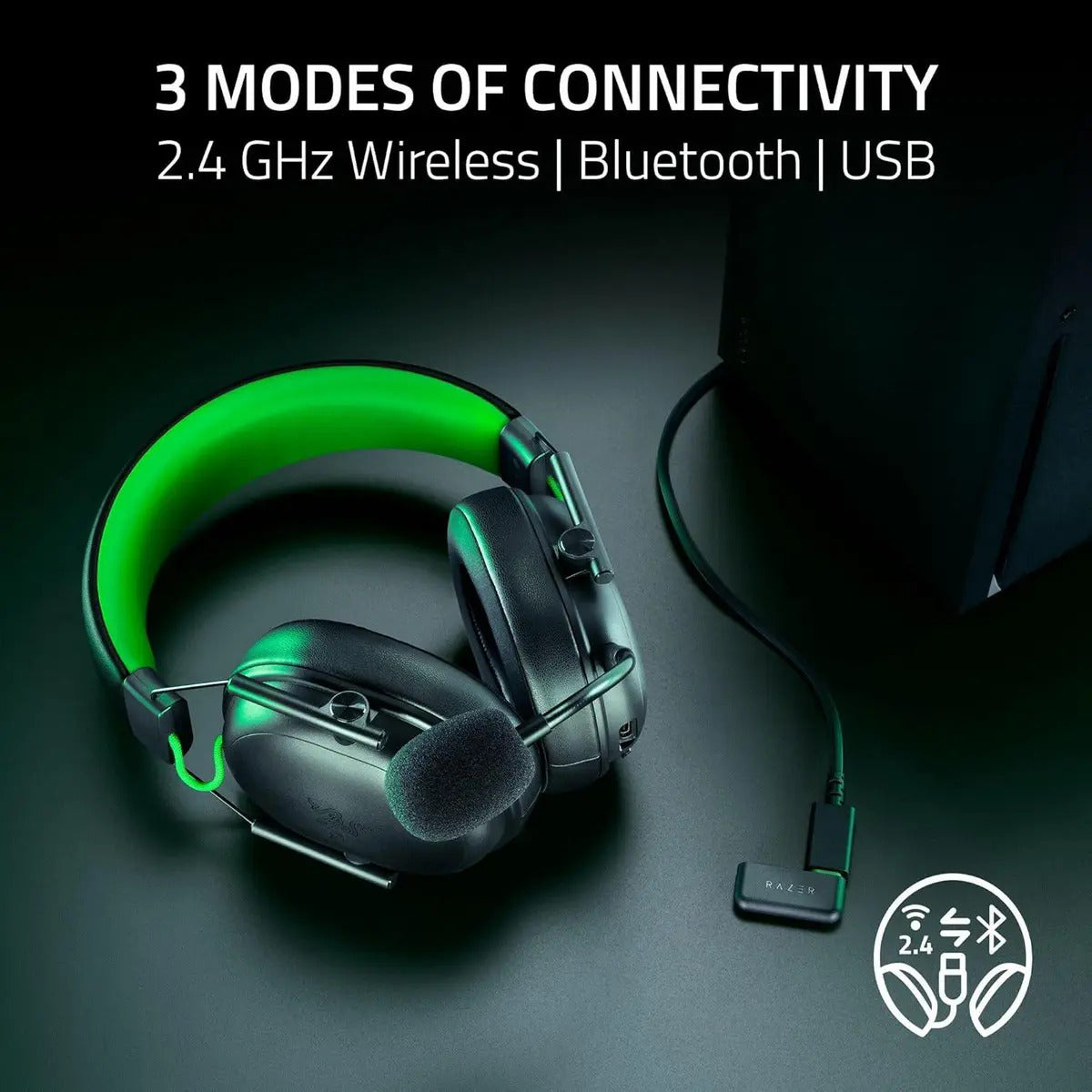 AURICULAR RAZER BLACKSHARK V3 PRO WHITE HYPERSPEED WIRELESS+BT ANC THX - foto 5 | Variic