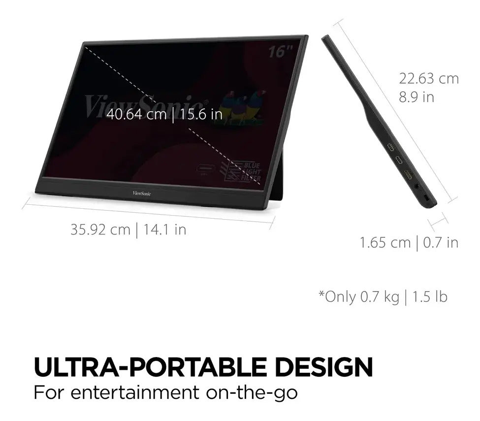 Monitor ViewSonic VA1653 Portatil 15.6" Plano IPS