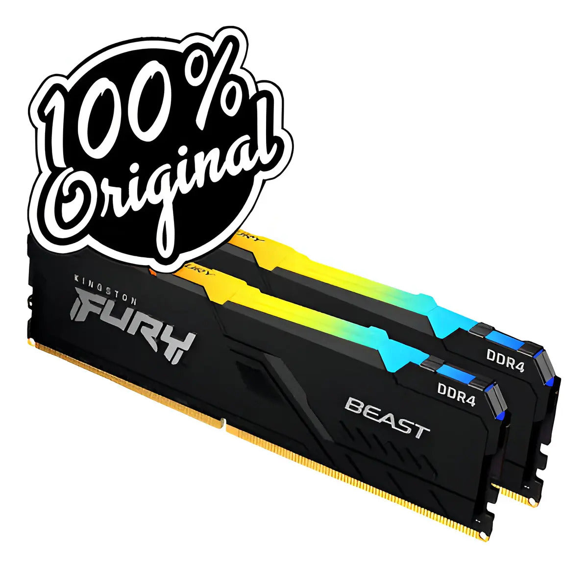 Memoria Ram UDIMM KINGSTON Fury Beast 16GB DDR4 3200 Mhz CL16 1.35V Single Negro RGB
