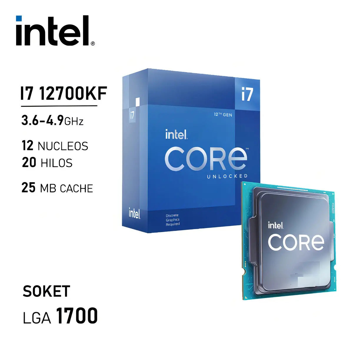 Procesador INTEL Core i7-12700KF 2.70GHz LGA1700 DDR4/DDR5