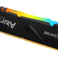 Memoria Ram UDIMM KINGSTON Fury Beast 16GB DDR4 3200 Mhz CL16 1.35V Single Negro RGB