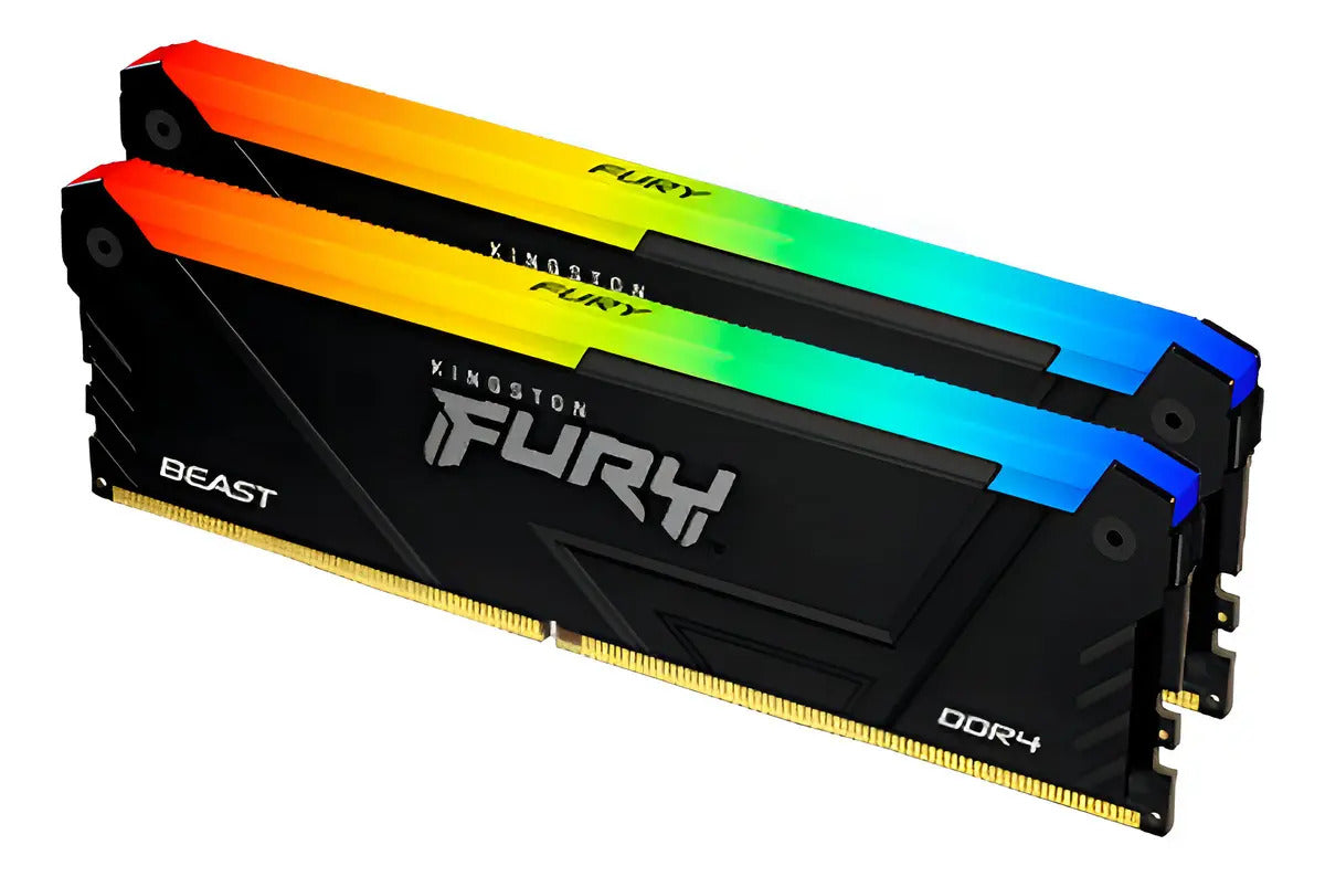 Memoria Ram UDIMM KINGSTON Fury Beast 16GB DDR4 3200 Mhz CL16 1.35V Single Negro RGB