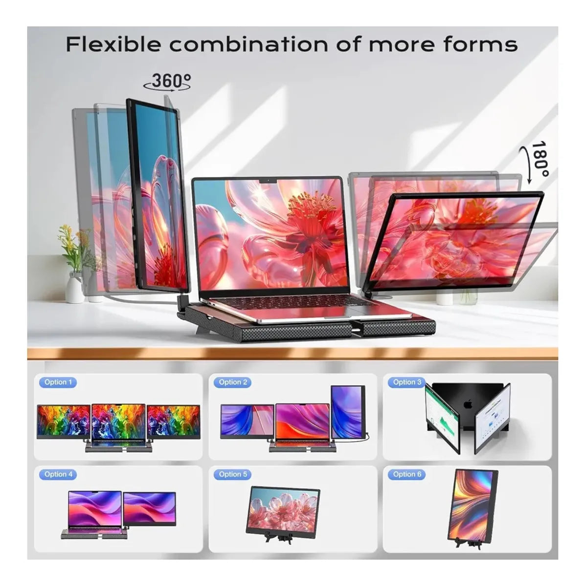 Pantalla portátil VARIIC F3 con stand independiente sin presión en laptop