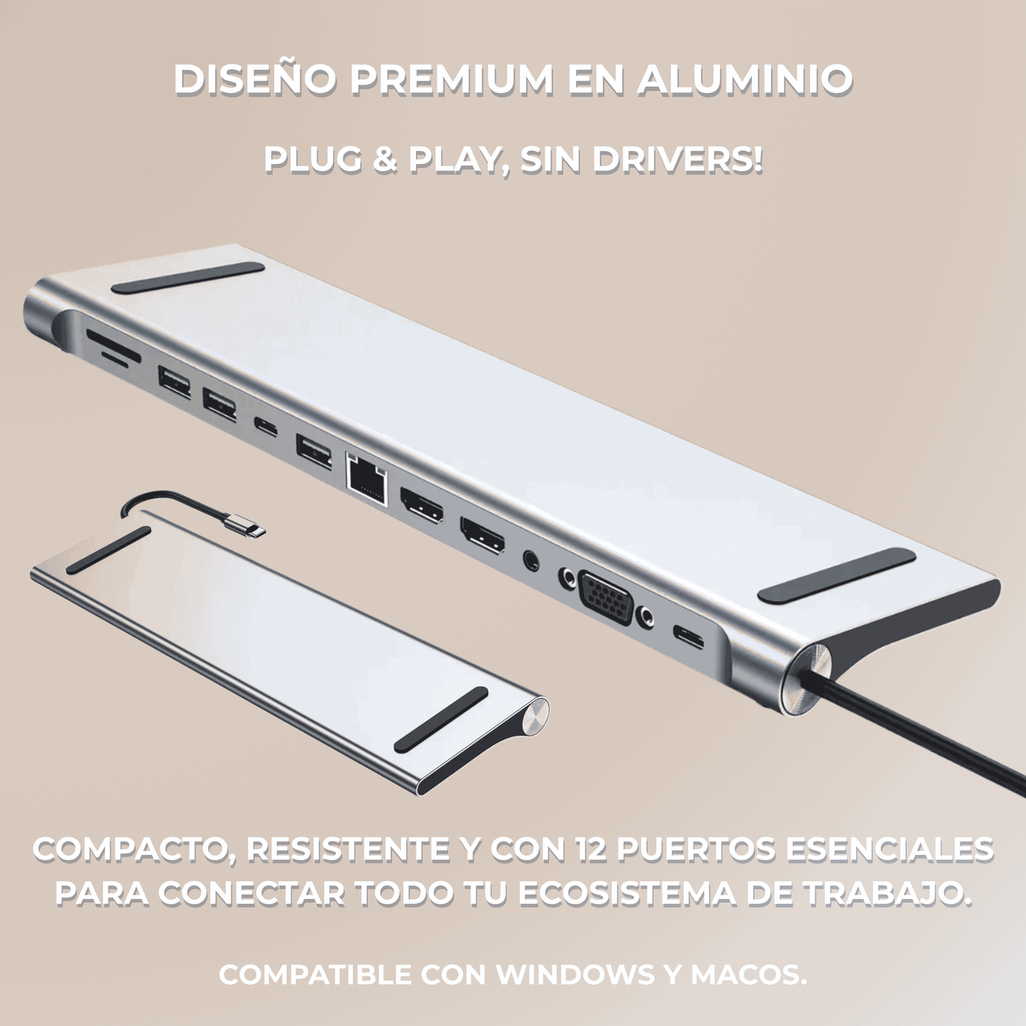 Hub USB-C 12 en 1 - Docking Station Profesional